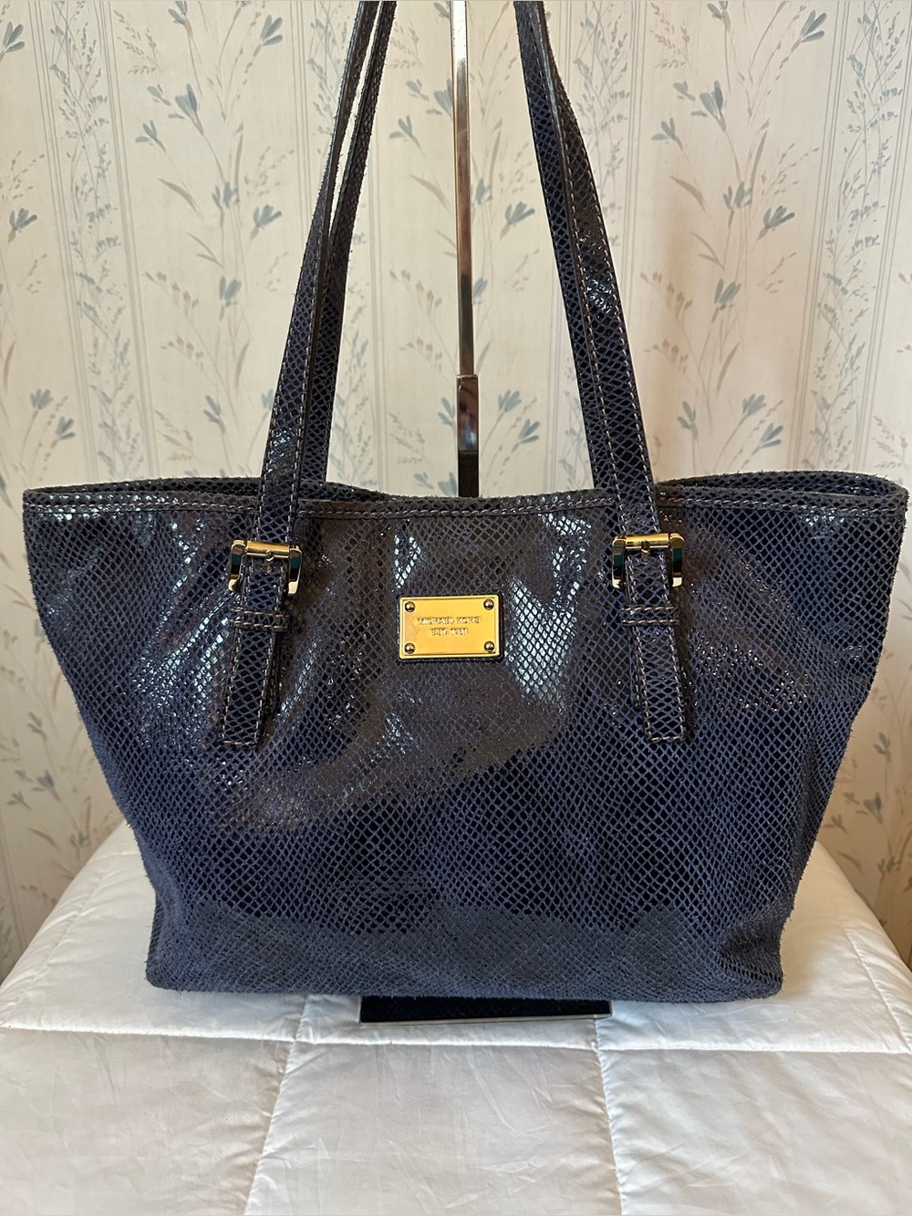 Michael Kors Navy Textured Tote Bag